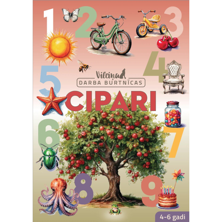 Vilciņa darba burtnīca “Cipari” – Skaitīšana bērniem no 3 gadiem